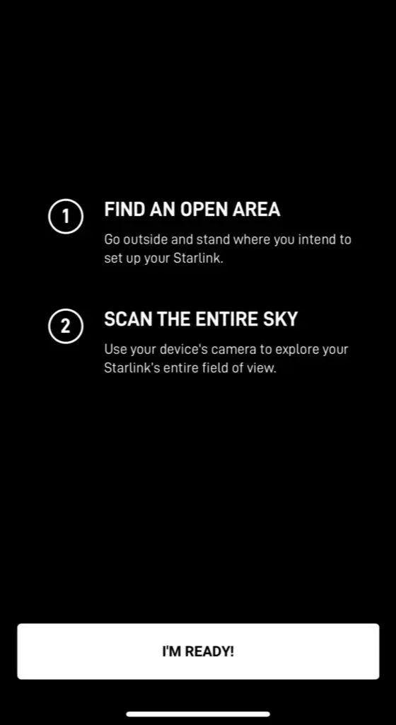 I'M Ready step on Starlink app.